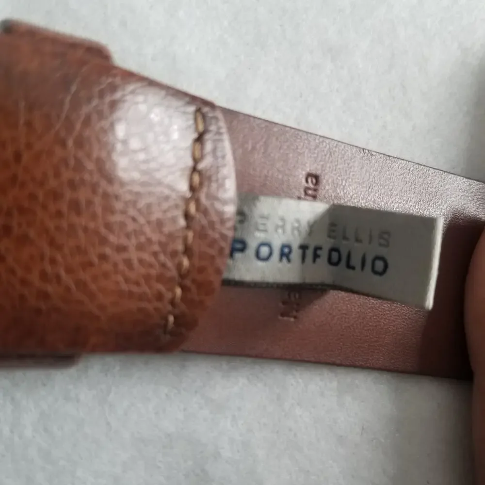 Perry Ellis Portfolio Leather Belt, Genuine Leather, Size 46/115
